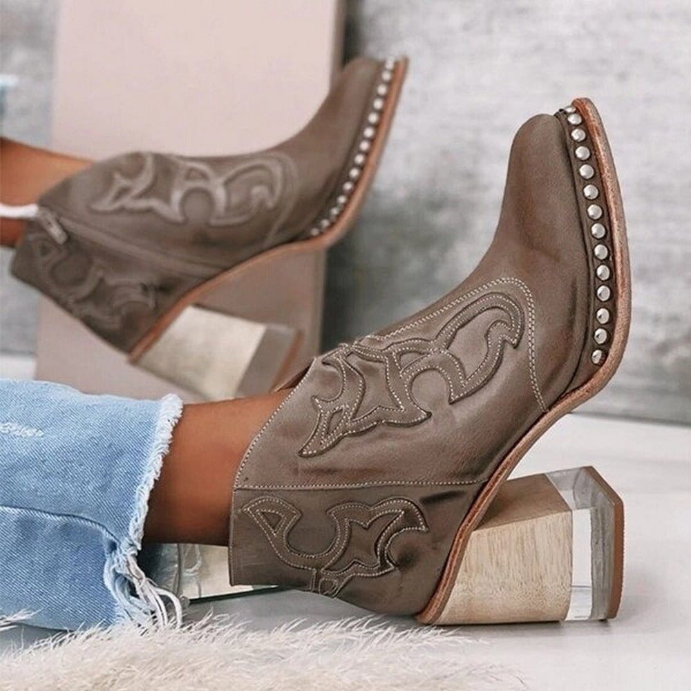 Botines cowboy mujer con bordado western y tachuelas 3