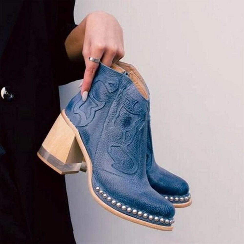 Botines cowboy mujer con bordado western y tachuelas 4