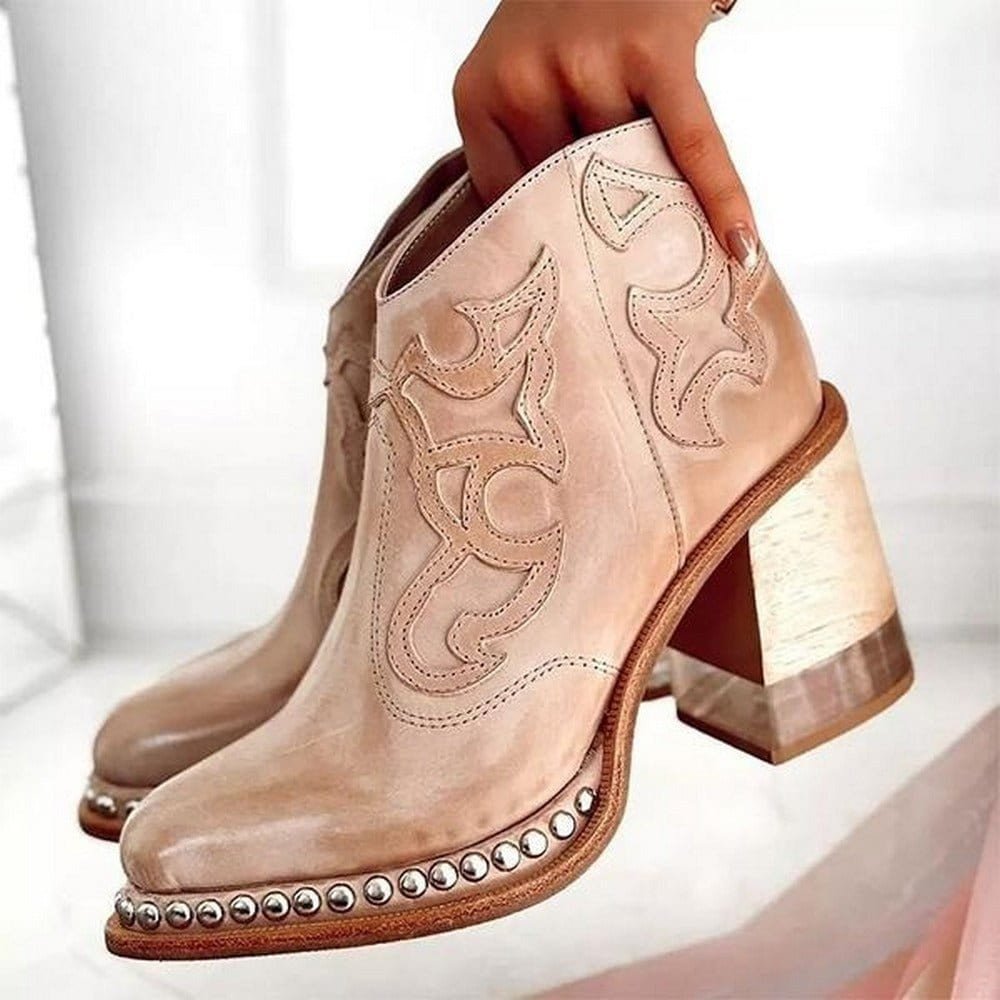 Botines cowboy mujer con bordado western y tachuelas 6