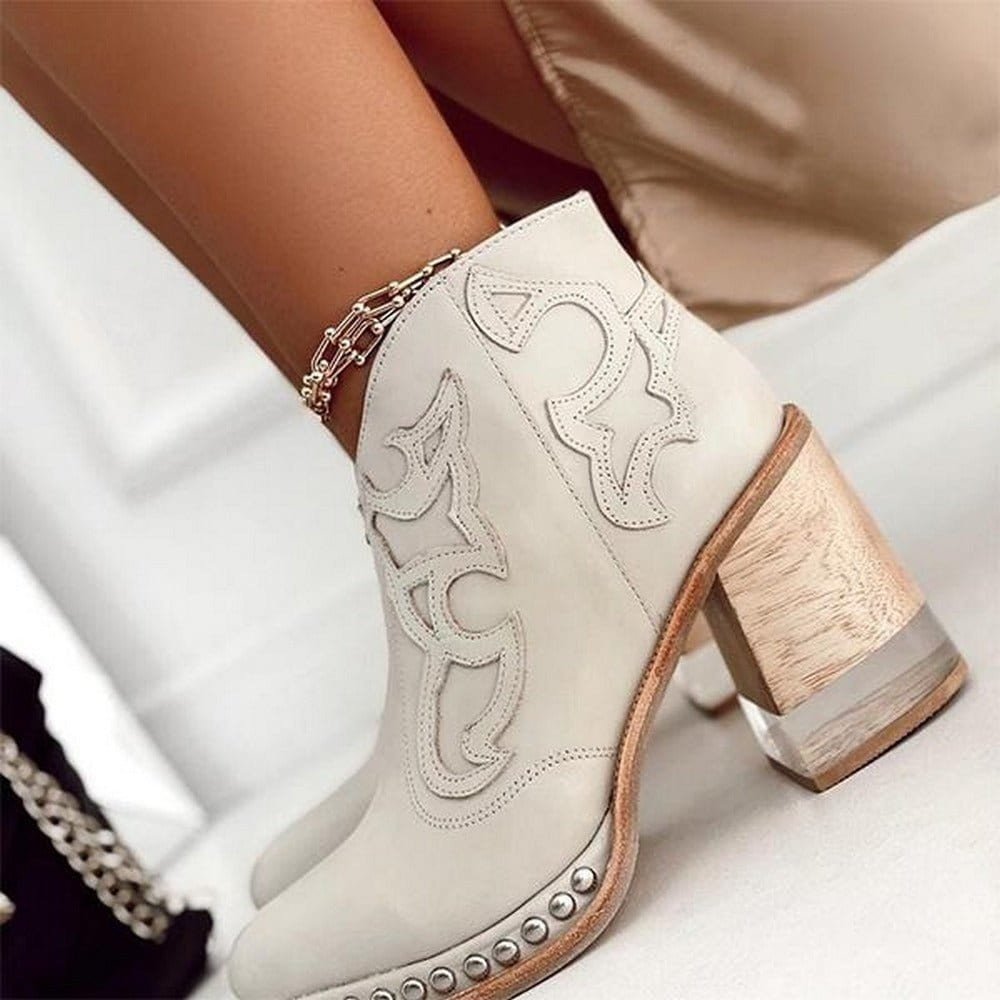 Botines cowboy mujer con bordado western y tachuelas 7