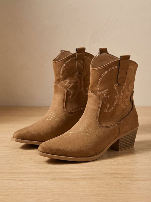 Botines cowboy mujer con bordado y puntera fina 2