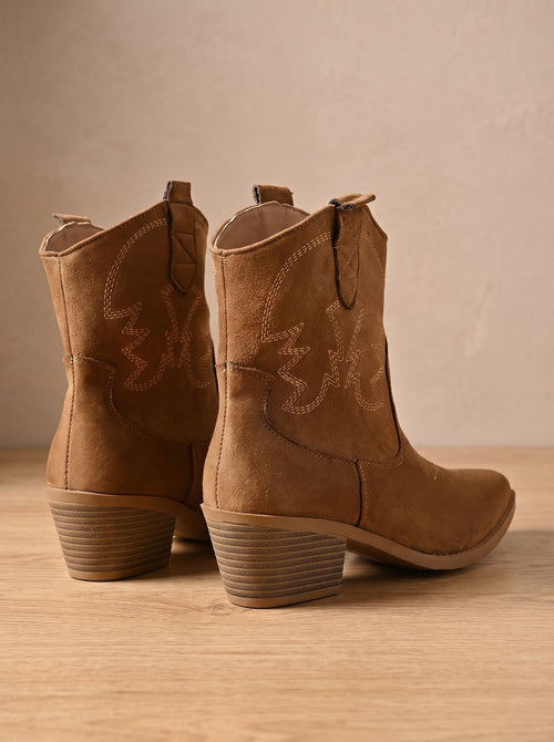 Botines cowboy mujer con bordado y puntera fina 4