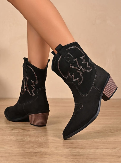 Botines cowboy mujer con bordado y puntera fina 5