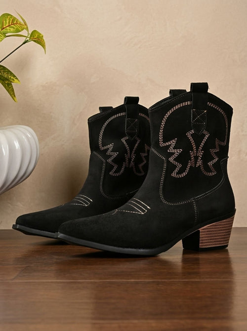 Botines cowboy mujer con bordado y puntera fina 6