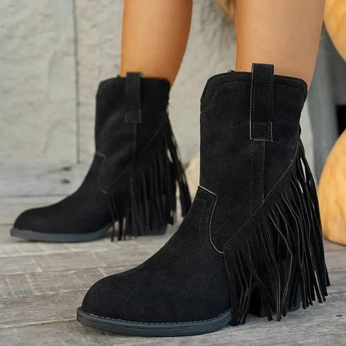 Botines cowboy mujer con flecos y cremallera lateral 6