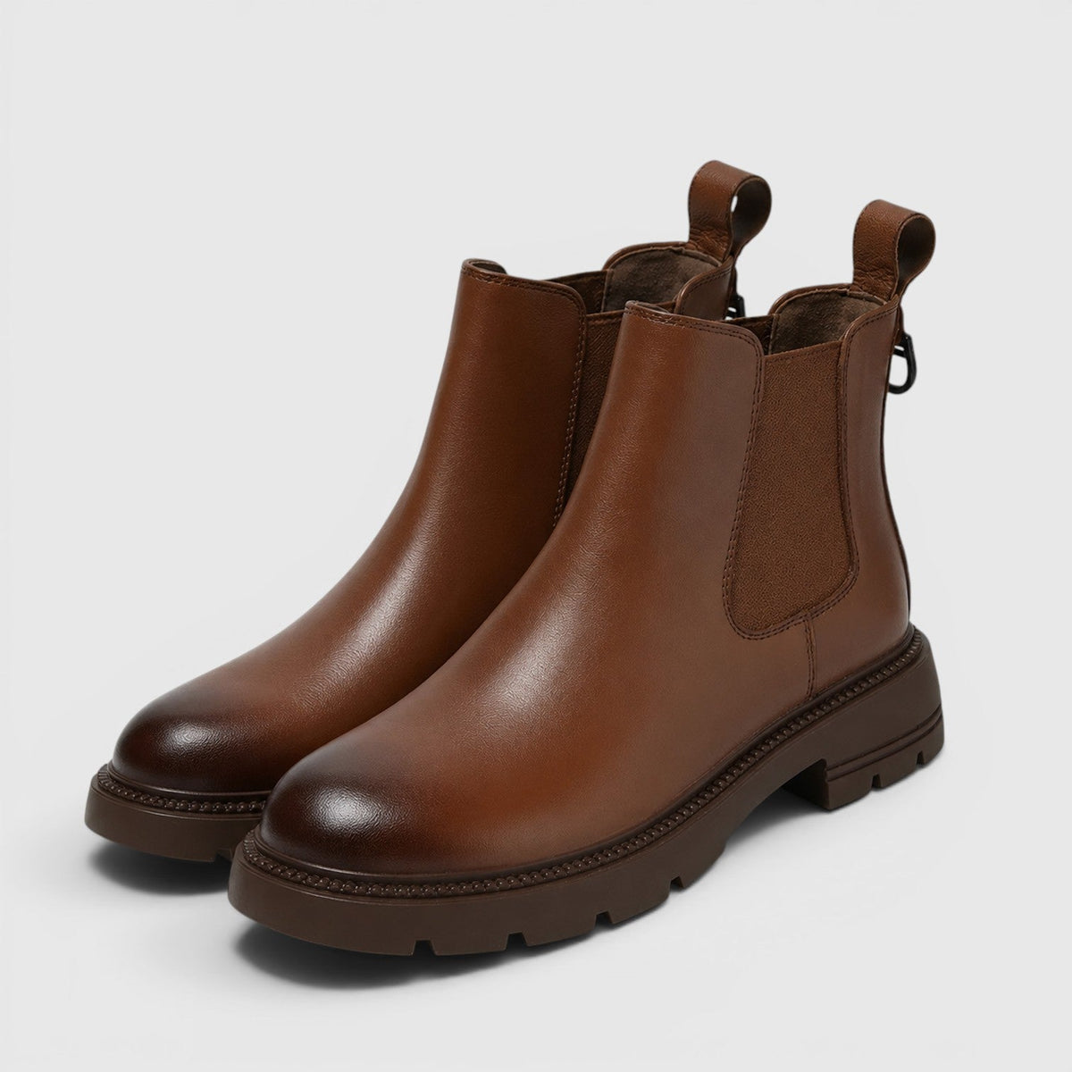 Botines de piel de oveja para mujer tipo chelsea con tacón medio 1