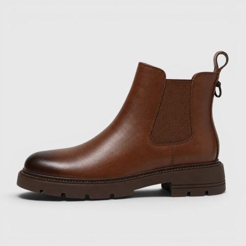 Botines de piel de oveja para mujer tipo chelsea con tacón medio 2