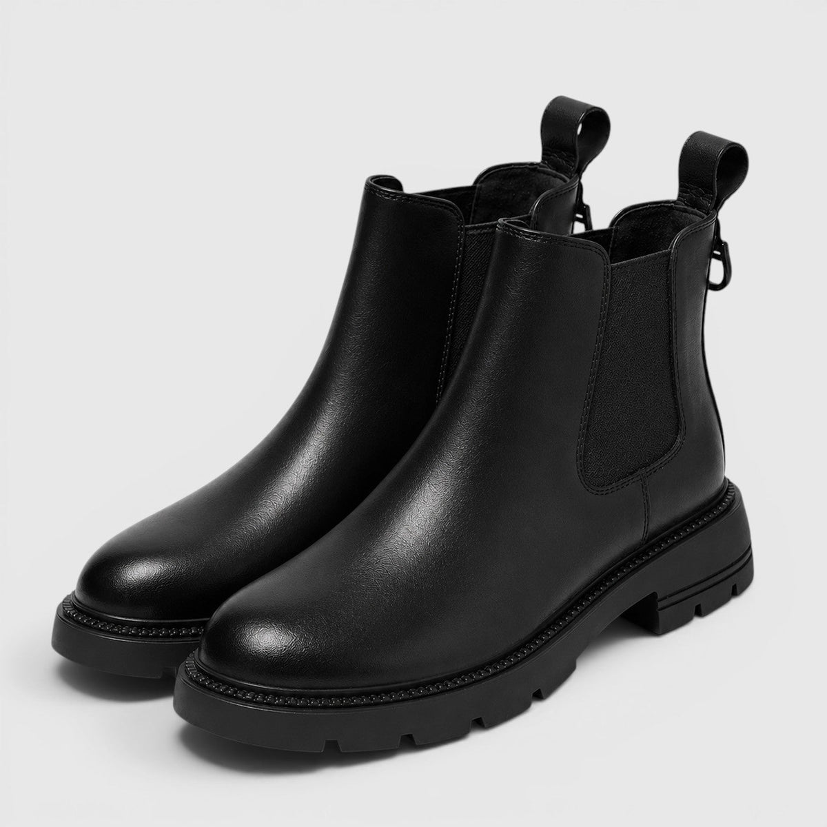 Botines de piel de oveja para mujer tipo chelsea con tacón medio 5