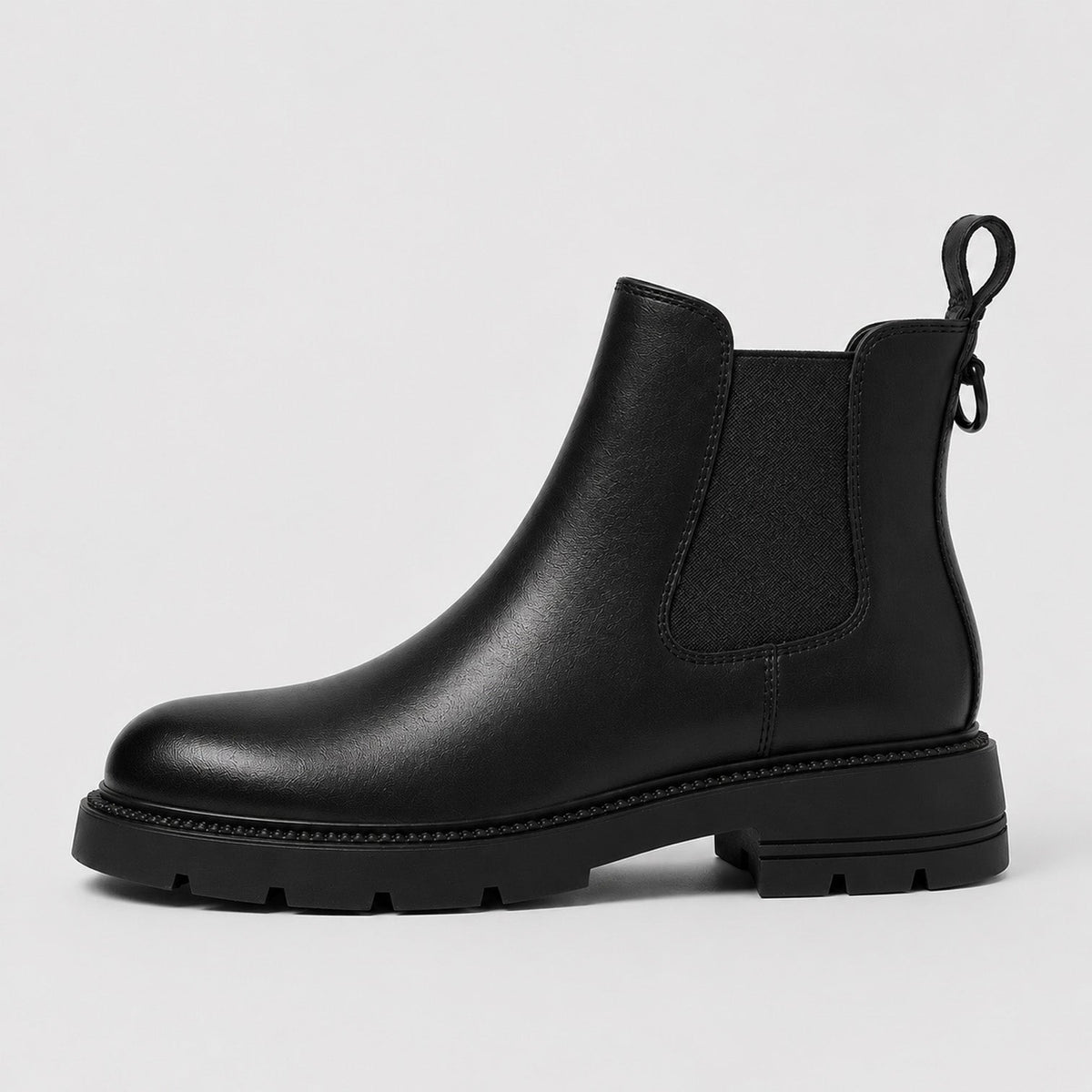 Botines de piel de oveja para mujer tipo chelsea con tacón medio 6