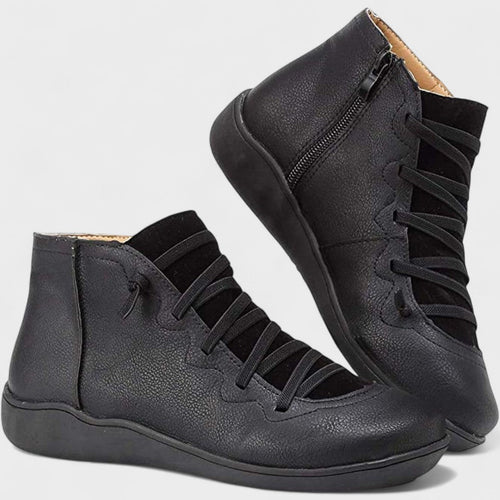 Botines mujer con cordones y cremallera lateral planos 3