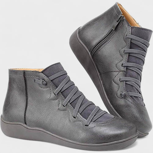 Botines mujer con cordones y cremallera lateral planos 4