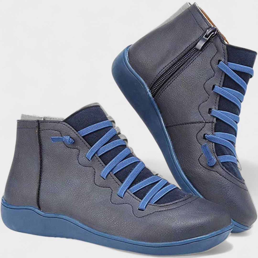 Botines mujer con cordones y cremallera lateral planos 5