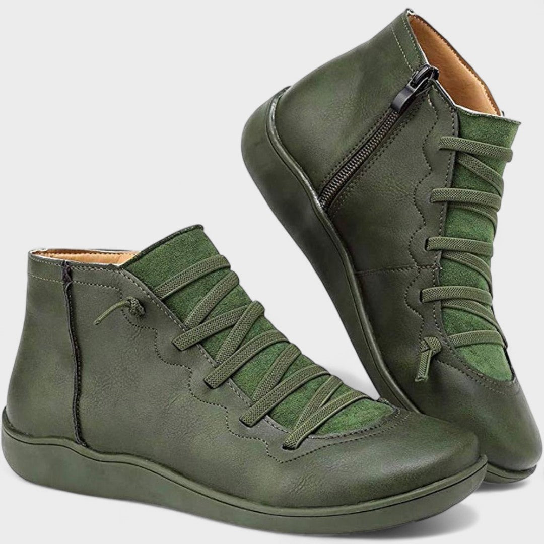 Botines mujer con cordones y cremallera lateral planos 6