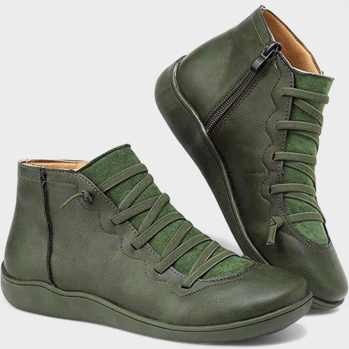 Botines mujer con cordones y cremallera lateral planos 6