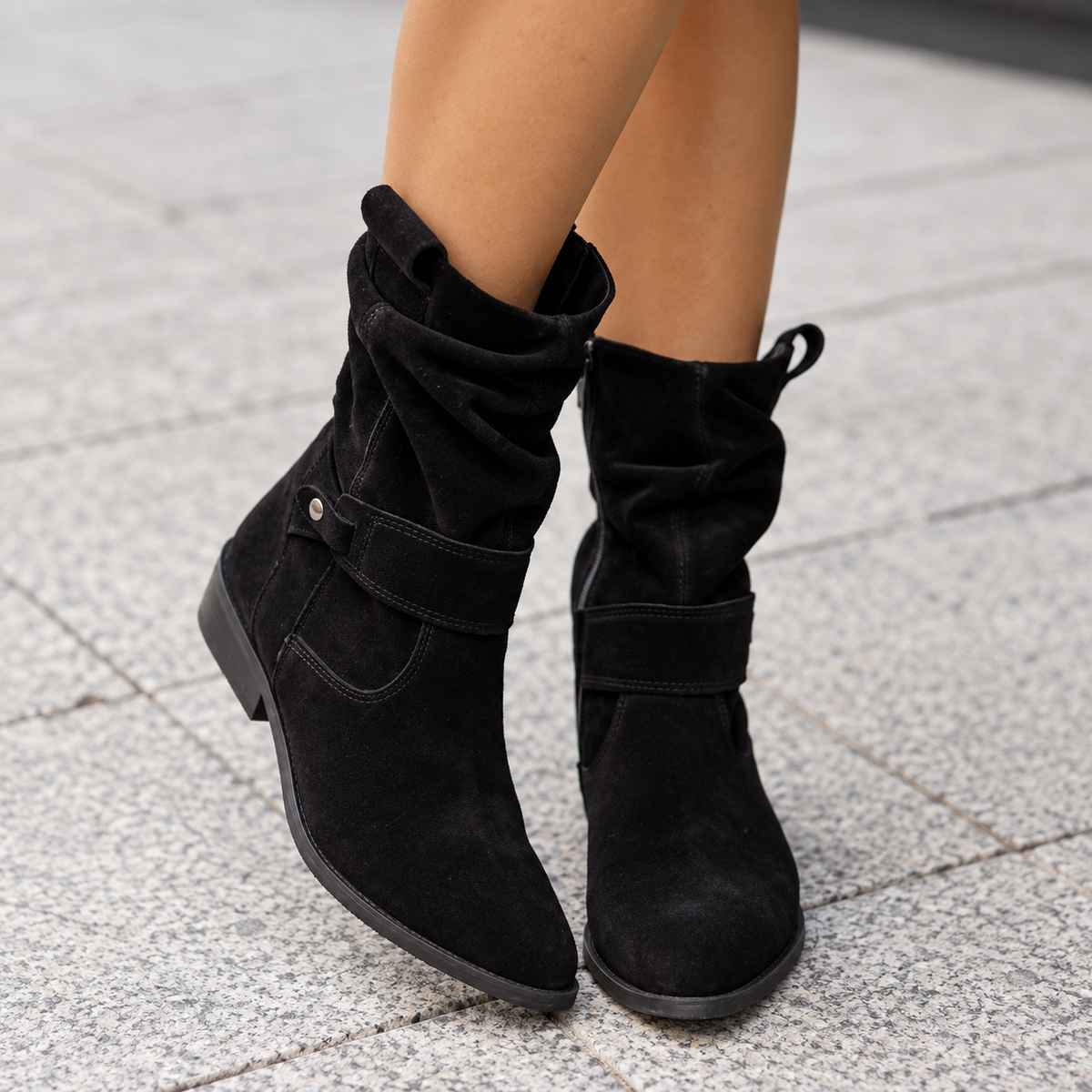 Botines mujer con cremallera, tacón ancho y puntera redonda 12