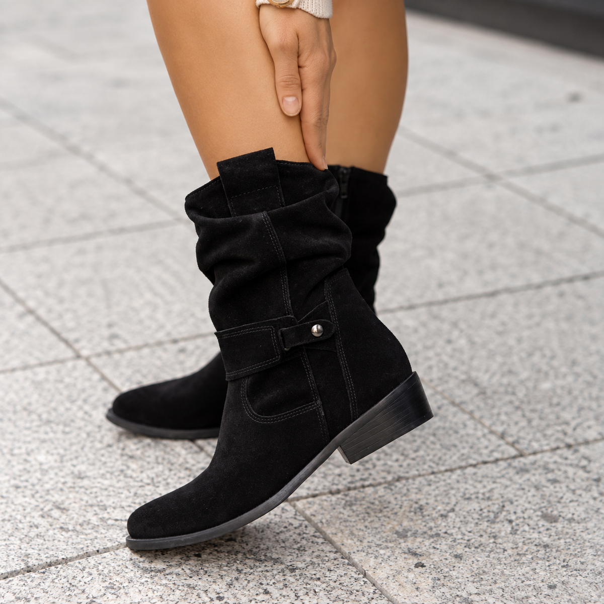 Botines mujer con cremallera, tacón ancho y puntera redonda 5
