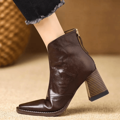 Botines mujer de tacón ancho con punta cuadrada 2