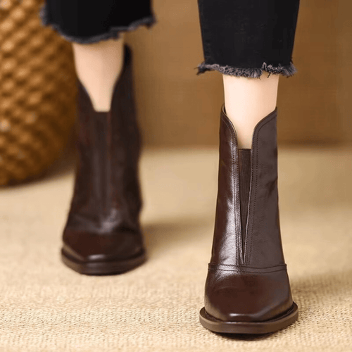 Botines mujer de tacón ancho con punta cuadrada 4