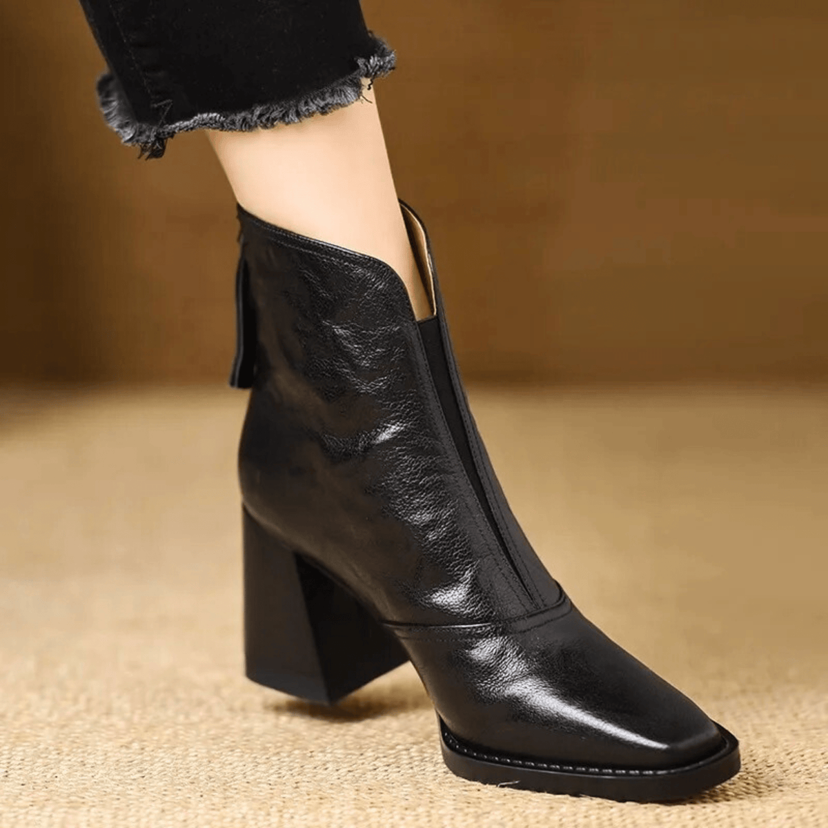 Botines mujer de tacón ancho con punta cuadrada 5
