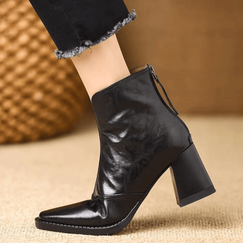 Botines mujer de tacón ancho con punta cuadrada 6