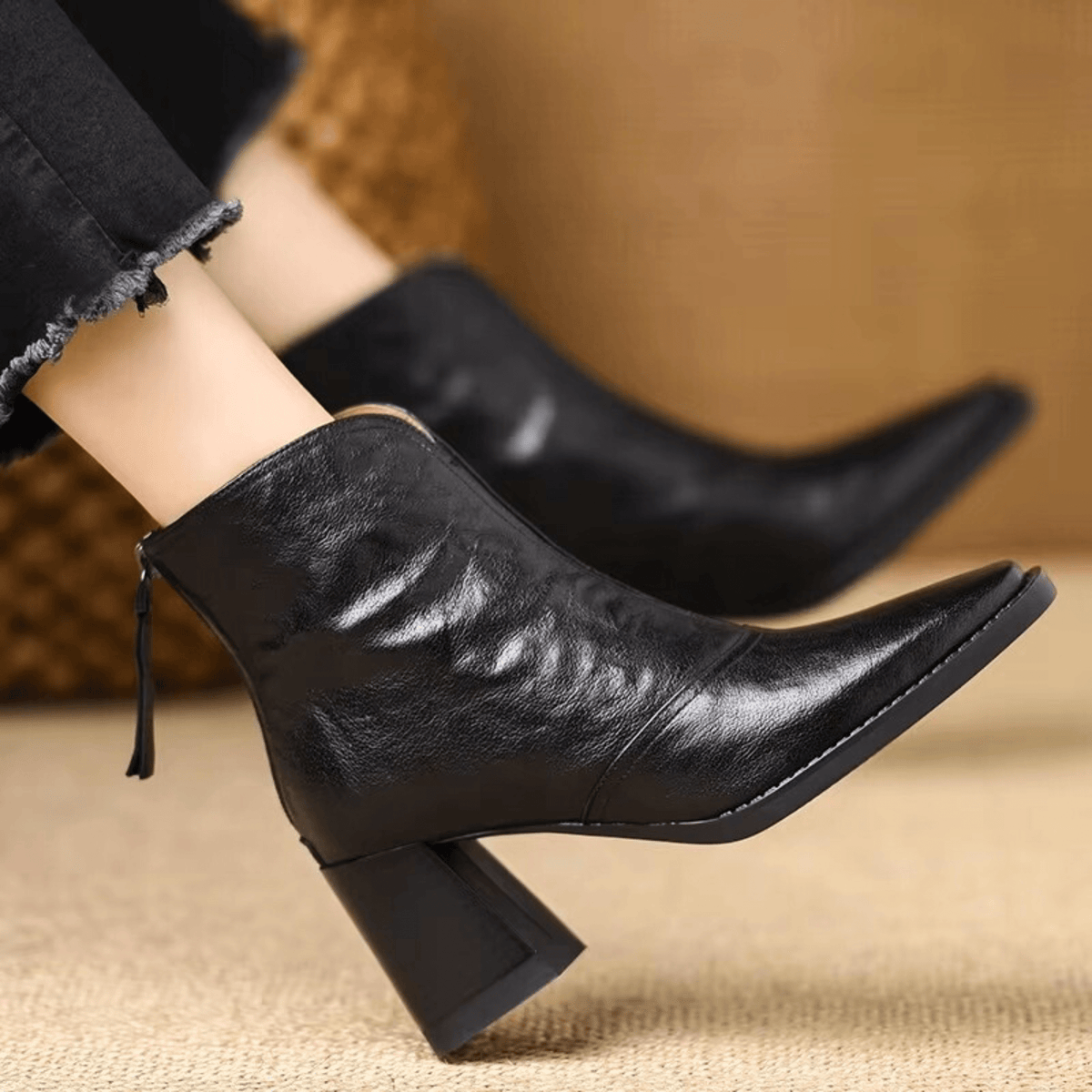 Botines mujer de tacón ancho con punta cuadrada 8