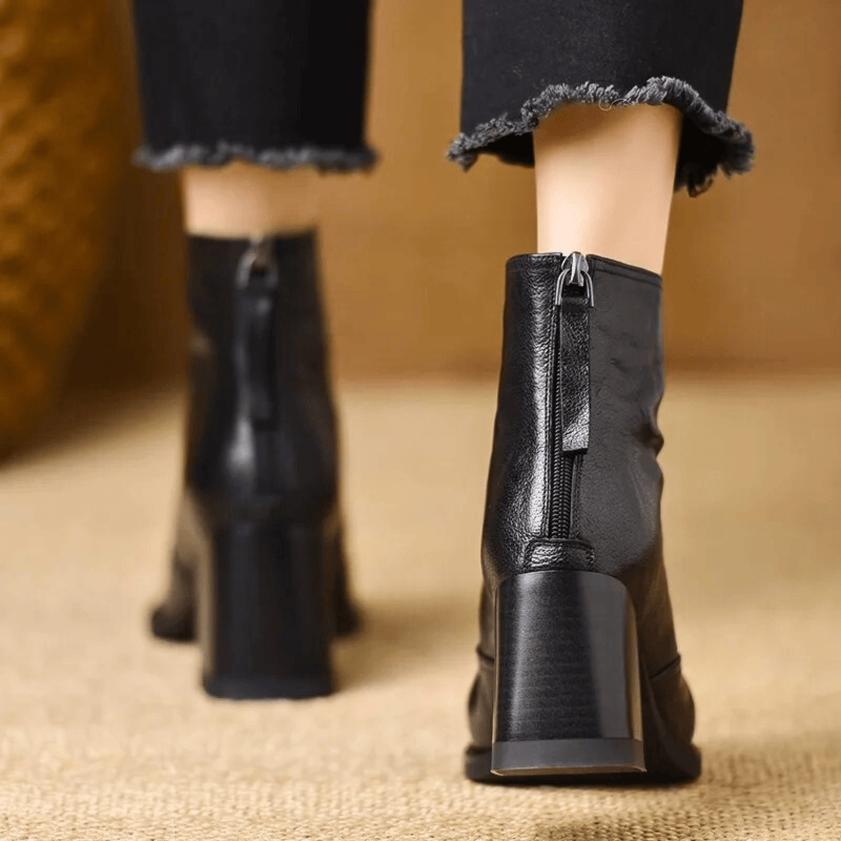 Botines mujer de tacón ancho con punta cuadrada 9