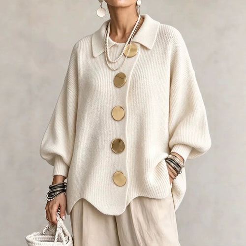 Cárdigan de mujer oversize con cuello estructurado y botones grandes 2
