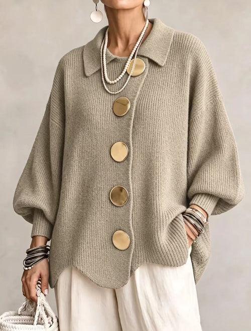 Cárdigan de mujer oversize con cuello estructurado y botones grandes 5