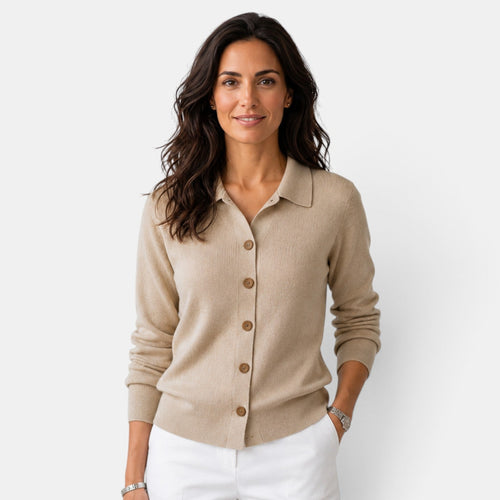 Cárdigan de punto mujer largo con botones y cuello camisero 1