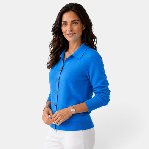 Cárdigan de punto mujer largo con botones y cuello camisero 12