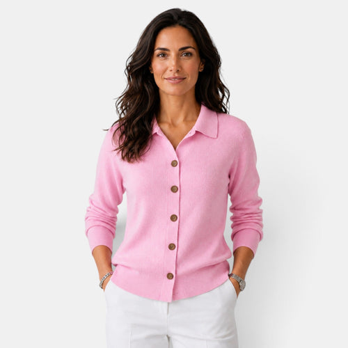Cárdigan de punto mujer largo con botones y cuello camisero 14