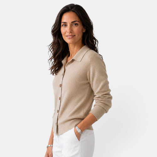 Cárdigan de punto mujer largo con botones y cuello camisero 2
