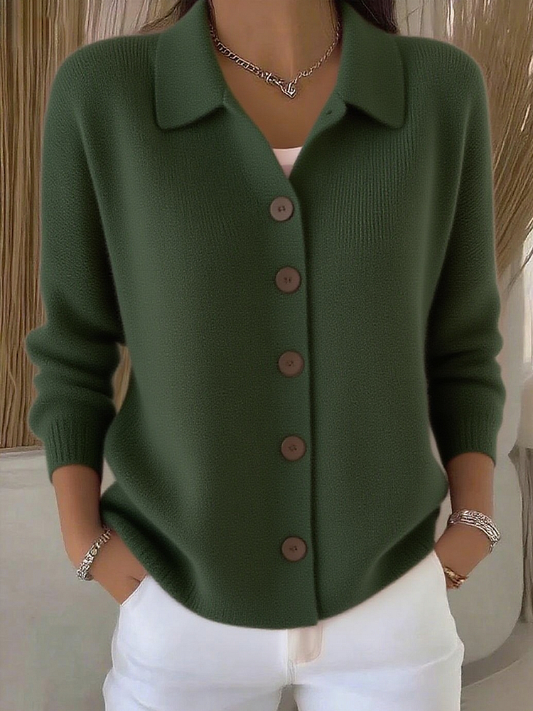 Cárdigan de punto para mujer con cuello tipo polo y botones 3