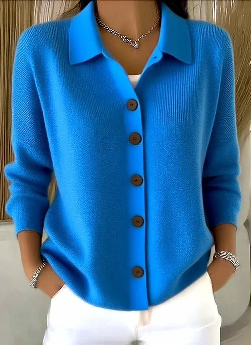 Cárdigan de punto para mujer con cuello tipo polo y botones 6