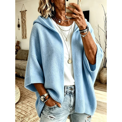 Cárdigan mujer de punto con capucha y abierto por delante 2
