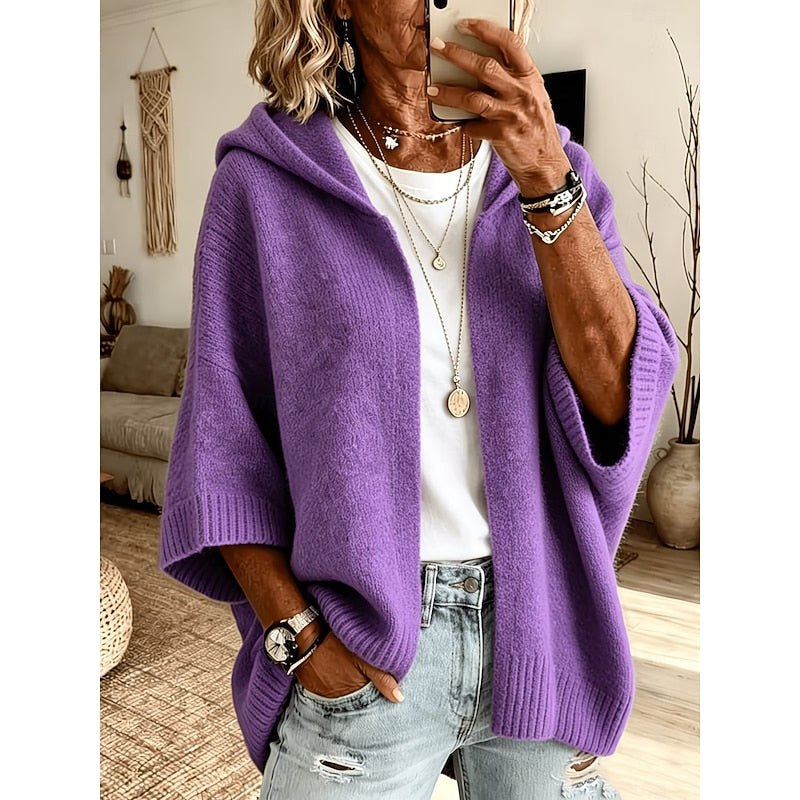 Cárdigan mujer de punto con capucha y abierto por delante 4