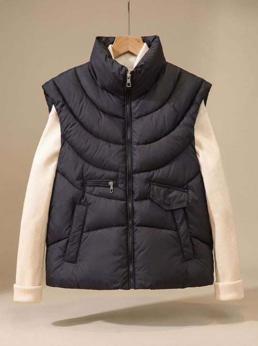 Chaleco acolchado mujer con cuello alto y bolsillos 2