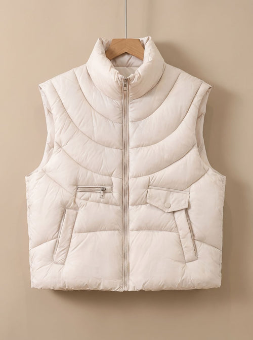 Chaleco acolchado mujer con cuello alto y bolsillos 4