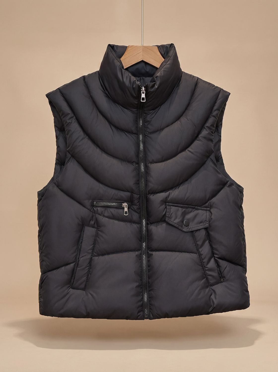 Chaleco acolchado mujer con cuello alto y bolsillos 5