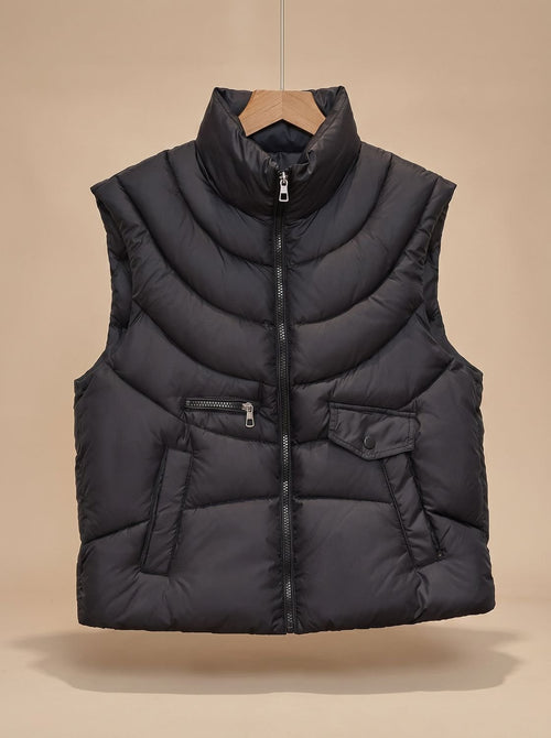Chaleco acolchado mujer con cuello alto y bolsillos 5
