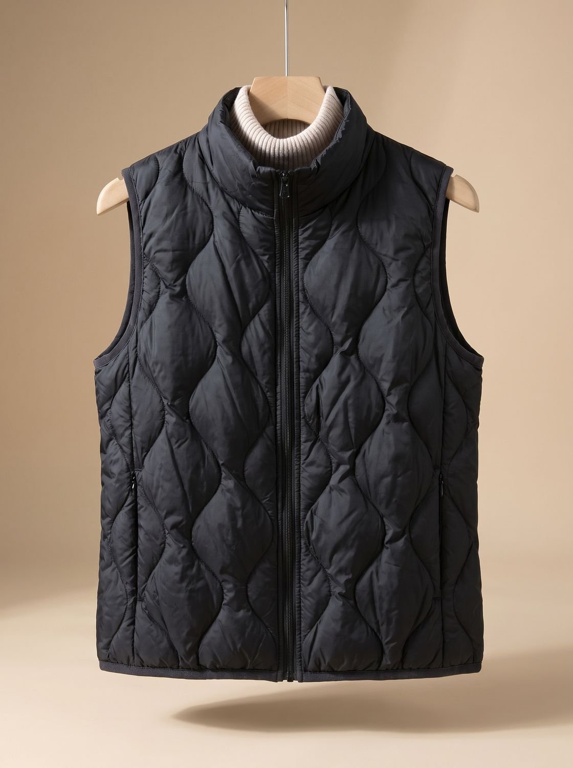 Chaleco acolchado mujer con cuello alto y bolsillos laterales 3