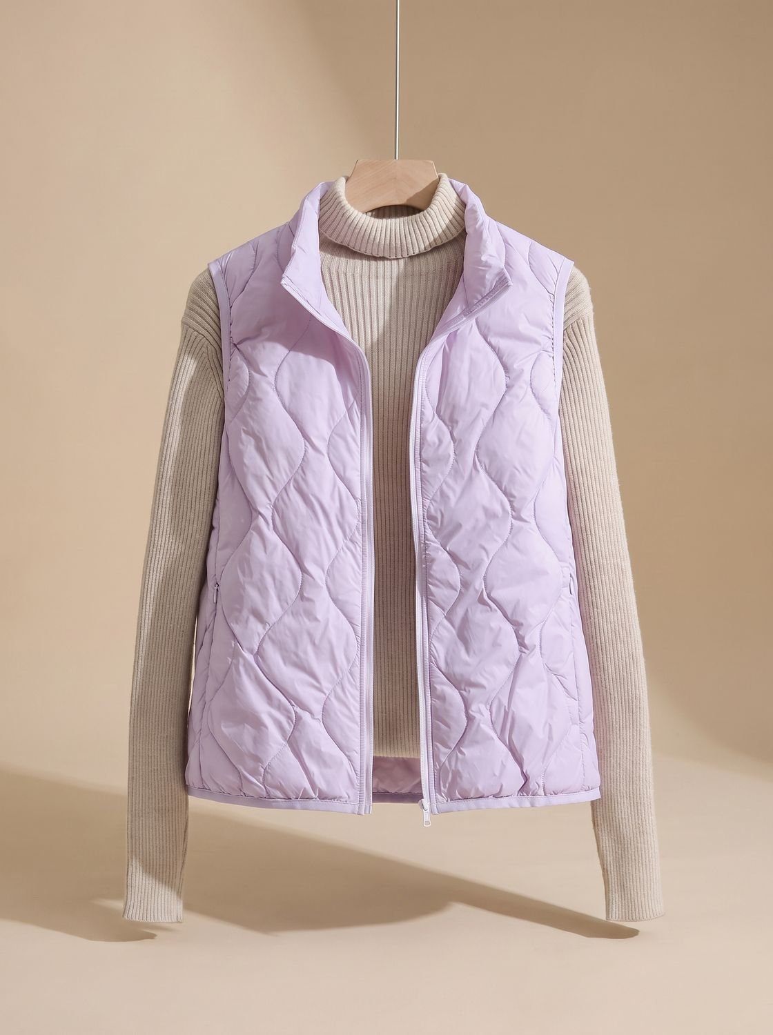 Chaleco acolchado mujer con cuello alto y bolsillos laterales 4