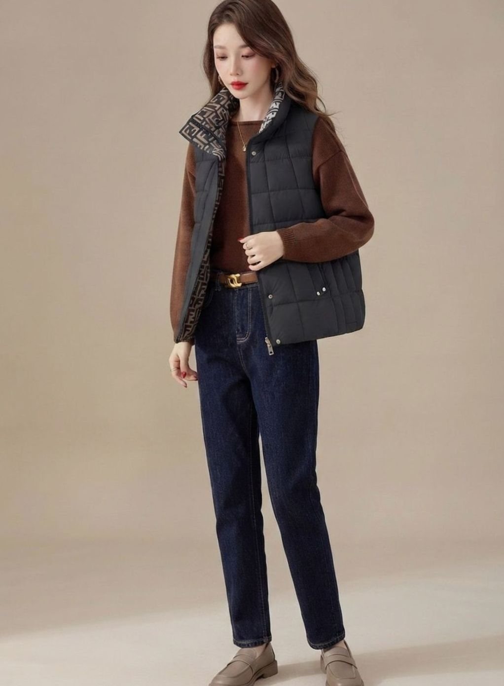 Chaleco acolchado mujer con cuello alto y cordón ajustable 10