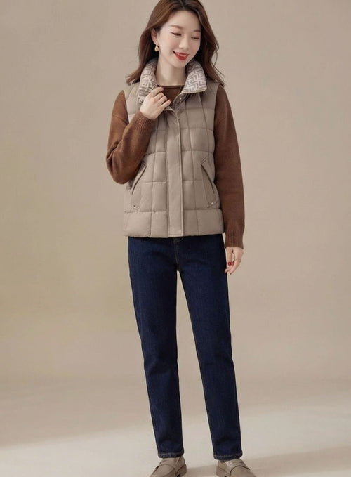 Chaleco acolchado mujer con cuello alto y cordón ajustable 7
