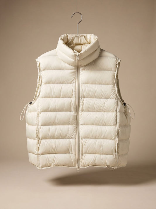 Chaleco acolchado mujer con cuello alto y cremallera doble 1