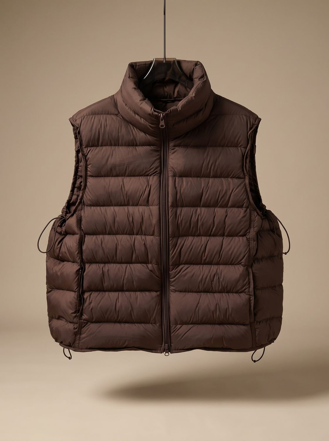 Chaleco acolchado mujer con cuello alto y cremallera doble 3