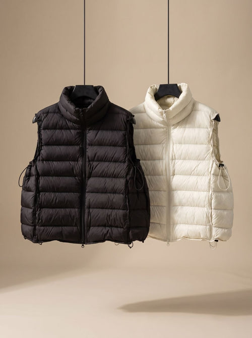 Chaleco acolchado mujer con cuello alto y cremallera doble 7