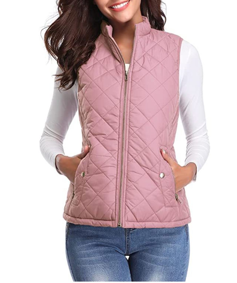 Chaleco acolchado mujer con cuello alto y cremallera frontal 1