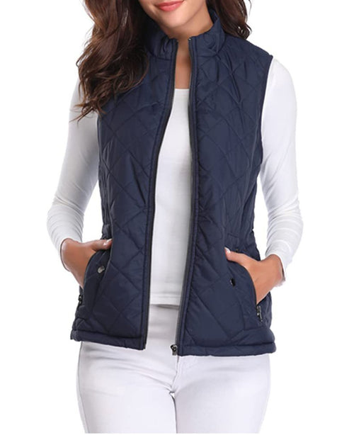 Chaleco acolchado mujer con cuello alto y cremallera frontal 10
