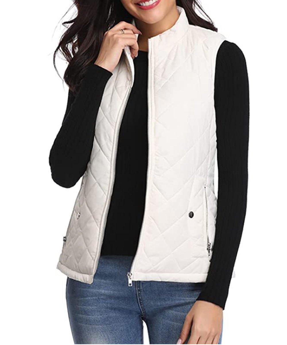 Chaleco acolchado mujer con cuello alto y cremallera frontal 12